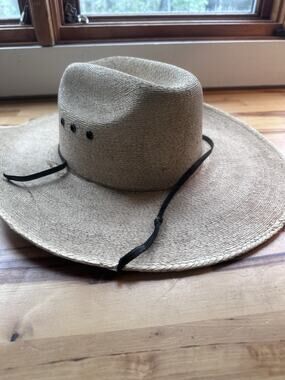 Atwood Hereford Low Crown Straw Cowboy Hat Size 7 Long Oval Western Ranch Mexico